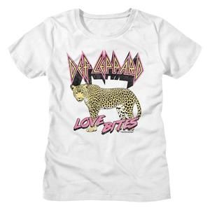 Def Leppard Love Bites Leopard White Womens T-Shirt